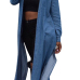 Leisure Turndown Collar Long Sleeves Side Split Blue Denim Long Coat