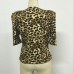 Stylish Half Sleeves Epaulet Stud Embellished Leopard Polyester Jacket