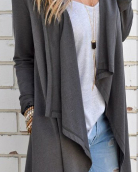 Stylish Turndown Collar Long Sleeves Asymmetrical Cotton Long Coats