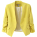 Stylish V Neck Long Sleeves Yellow Cotton Blends Short Coat