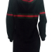 Causal Hooded Collar Long Sleeve Striped Patchwork Black Velvet Hoodies