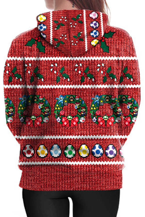  Euramerican Hooded Collar Christmas Printed Polyester Hoodies