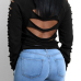  Fashionable Round Neck Hollow-out Black Spandex Hoodies