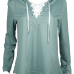  Leisure Long Sleeves Lace-up Green Polyester Hoodies