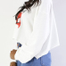  Leisure Long Sleeves Printed White Cotton Pullovers