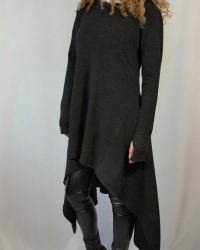  Leisure Round Neck Long Sleeves Black Cotton Blends Pullovers