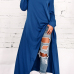  Leisure Round Neck Long Sleeves Blue Cotton Blends Pullovers