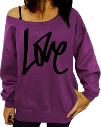  Leisure Round Neck Long Sleeves Letters Printing Purple Cotton Pullover