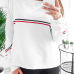  Leisure Round Neck Patchwork White Polyester Pullovers
