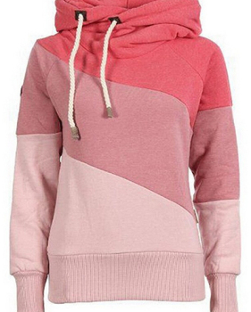 Casual Long Sleeves Print Patchwork Red Pullover Hooded Sweat