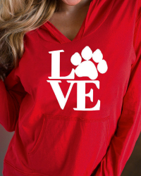 Euramerican Letters Printed Red Cotton Hoodies