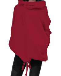 Leisure Hooded Collar Long Sleeves Red Cotton Hoodies
