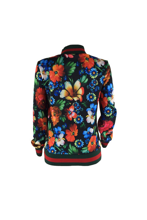 Leisure Round Neck Floral Printed Polyester Pullovers
