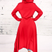 Leisure Round Neck Long Sleeves Red Cotton Blends Pullovers 