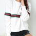 Leisure Round Neck Patchwork White Polyester Pullovers