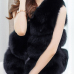  Euramerican V Neck Fur Design Black Waistcoats