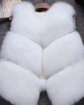  Euramerican V Neck Fur Design White Waistcoats