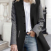  Stylish Turndown Collar Patchwork Black+Grey Polyester Coat