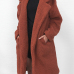 Trendy Turndown Collar Long Sleeves Light Tan Faux Fur Long Wool Coat