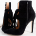 Stylish Pointed Closed Toe Tassel Design Stiletto Super High Heel Black PU Boots
