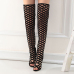 Stylish Pointed Peep Toe Hollow-out Stiletto Super High Heel Black Suede Over The Knee Boots
