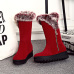 Stylish Round Toe Zipper Design Low Heel Red Suede Snow Boots
