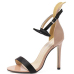 Stylish Open Toe Bow-Tie Decorative Hollow-out Stiletto Super High Heel Black PU Ankle Strap Pumps
