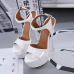 Trendy Pointed Peep Toe Hollow-out Stiletto Super High Heel White PU Pumps