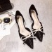 2019 New fashion versatile pointy shoes women's bow shoes #95019