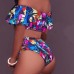 Euramerican Printed Hollow-out Polyester Two-piece Swimwear