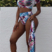 Euramerican Round Neck Printed Polyester Two-piece Swimwear(With Coat)