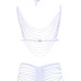 Euramerican Spaghetti straps Hollow-out White Spandex Two-piece Swimwear