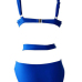 Sexy Hollow-out Blue Spandex Two-piece Swimwear