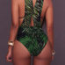 Sexy Printed Hollow-out Dark Green Polyester Two-piece Swimwear(With Shawl)