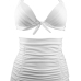Sexy V Neck High Waist White Nylon Two-piece Swimwear