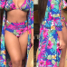 Trendy Printed Hollow-out Milk Fiber Two-piece Swimwear (With Shawl)