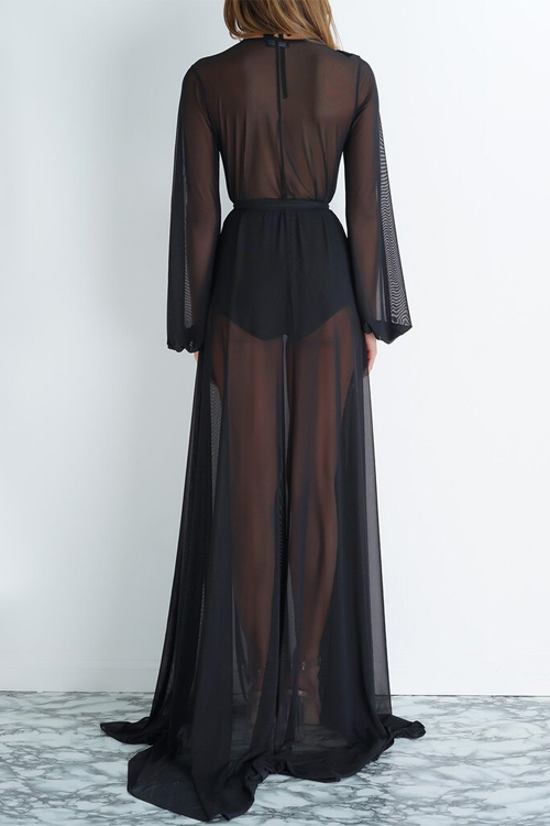 Sexy See-Through Black Polyester Cover-Ups
