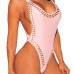 Euramerican U-shaped Neck Rivet Decorative Pink One-Piece Swimwear