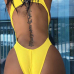 Sexy Backless Yellow Nylon One-piece Swimwear