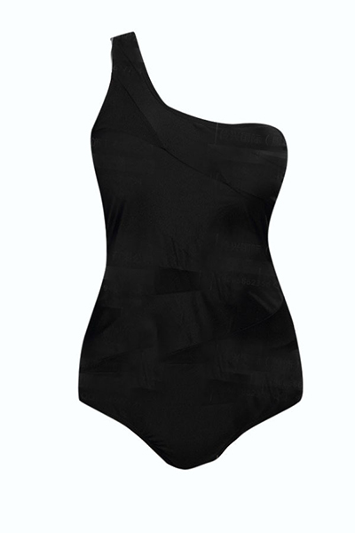 Sexy Gauze Patchwork Black Ployester One-piece Swimwear