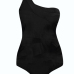 Sexy Gauze Patchwork Black Ployester One-piece Swimwear