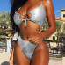 Sexy Hollow-out Silver Nylon One-piece Swimwear