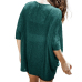  Leisure V Neck Cross Fold Design Dark Green Polyester Shirts