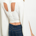  Pullovers Knitting V Neck Long Sleeve Solid Blouses&Shirts