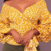  Sexy V Neck Polka Dot Design Yellow Cotton Shirts