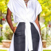  Stylish Turndown Collar Asymmetrical White Polyester Shirts