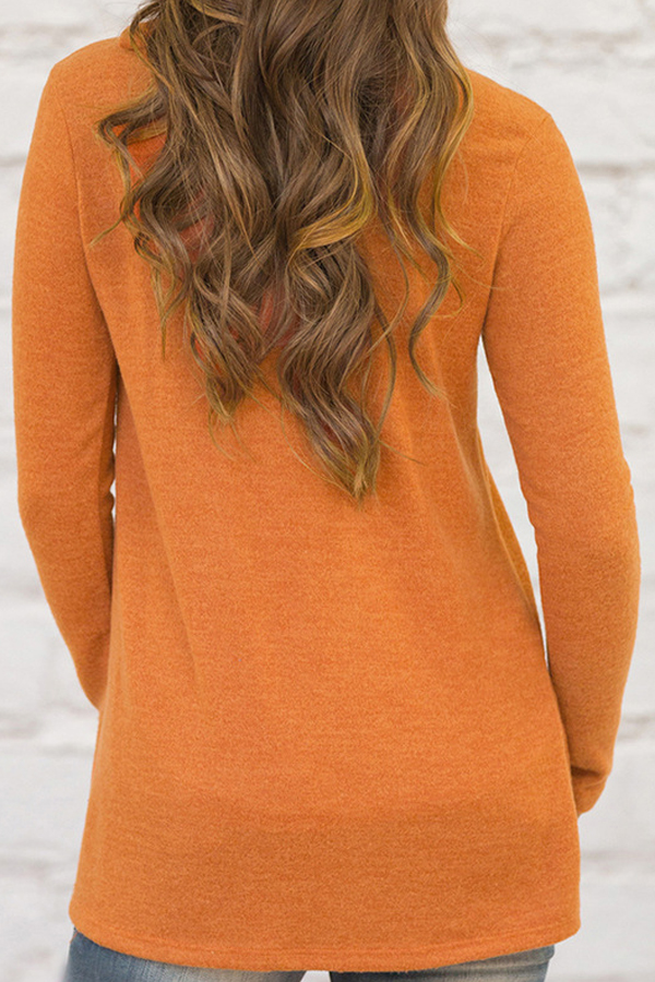  Trendy Long Sleeves Side Split Orange Cotton Shirts