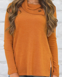  Trendy Long Sleeves Side Split Orange Cotton Shirts