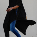  Trendy Turtleneck Half Sleeves Black Cotton Blends Long Coat