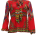 Ethnic Style Mandarin Collar Long Sleeves Totem Printed Red Milk Fiber Shirts